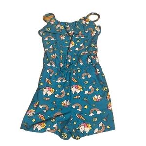 Extremely Me Unicorn Romper 5/6 Blue Shorts Rainbows Ice Cream Pink Sleeveless